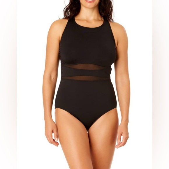 Lands End High Neck One piece Swimsuit - Picture 1 of 11